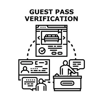 Guest pass verification process system managing access Stock Illustration