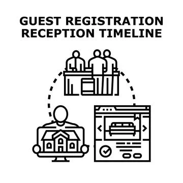 Guest registration reception timeline vector illustration イラスト素材