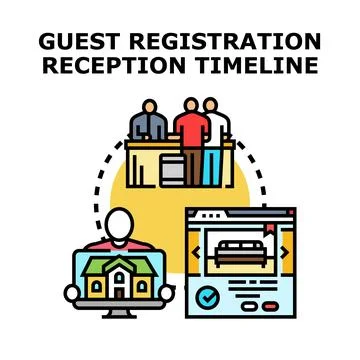 Guest registration reception timeline vector illustration 스톡 일러스트