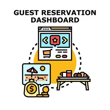 Guest reservation dashboard managing online booking and travel Illustrazione stock