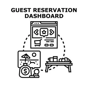 Guest reservation dashboard managing online booking and travel Stock Illustration