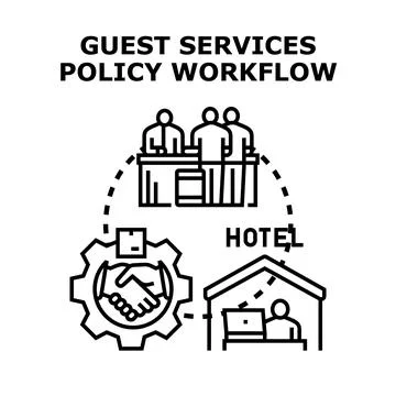 Guest services policy workflow diagram process Stock Illustration