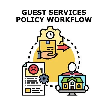 Guest services policy workflow process management concept Stock Illustration