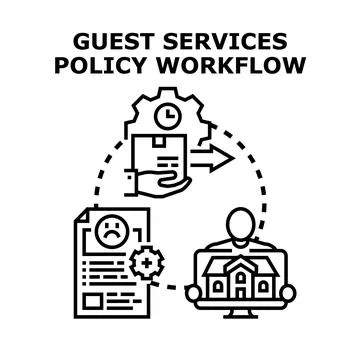 Guest services policy workflow process management concept 스톡 일러스트