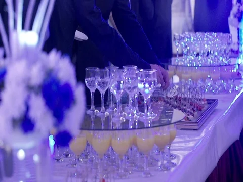 Guests are treated to snacks at a gala event. 스톡 동영상 80949929