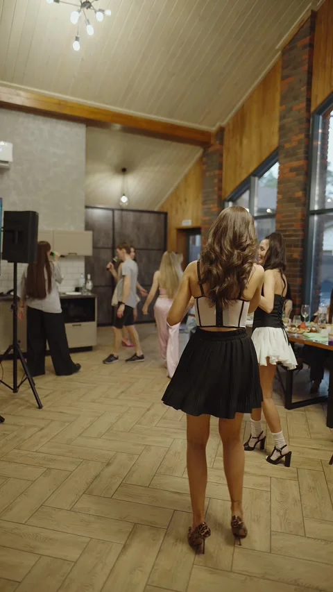 Guests dance and sing at the Ferienpark Hotel. Stock Footage 331645402