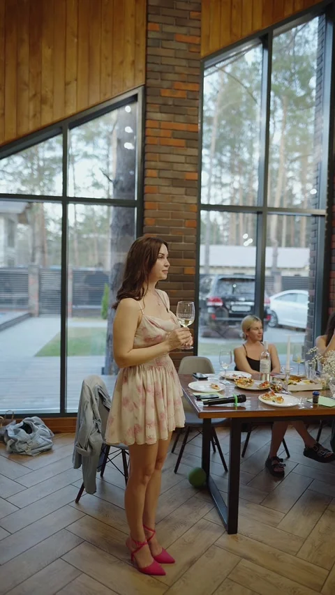 Guests dance and sing at the Ferienpark Hotel. Stock Footage 331645477