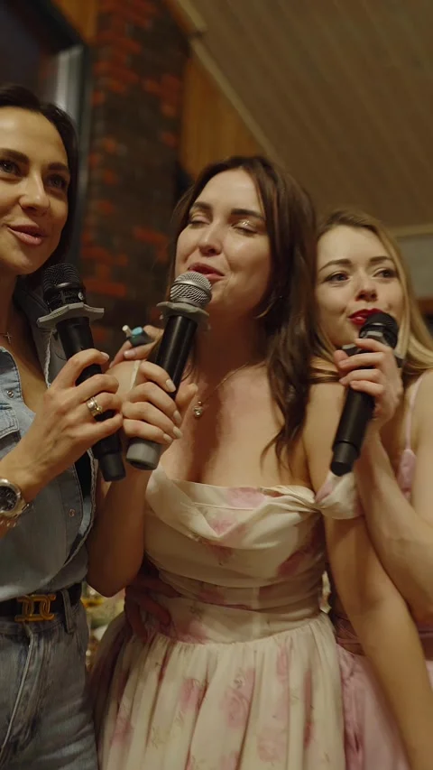 Guests dance and sing at the Ferienpark Hotel. Stock Footage 331645658
