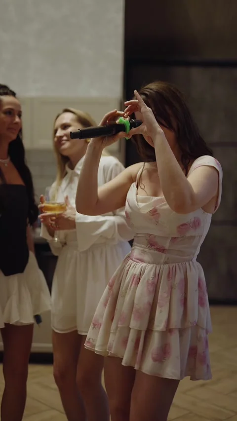 Guests dance and sing at the Ferienpark Hotel. Stock Footage 331646109