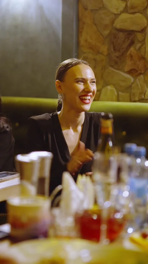 Guests dance and sing at the Ferienpark Hotel. Stock Footage 331649262