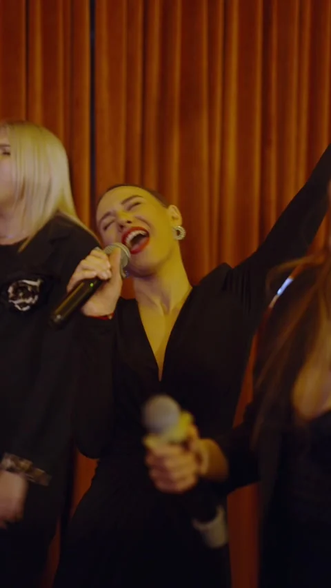 Guests dance and sing at the Ferienpark Hotel. Stock Footage 331649466