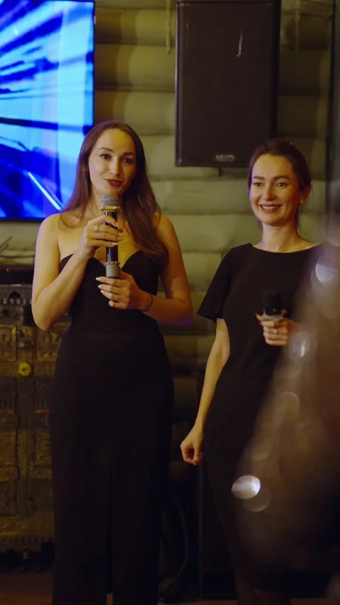 Guests dance and sing at the Ferienpark Hotel. Stock Footage 331649845