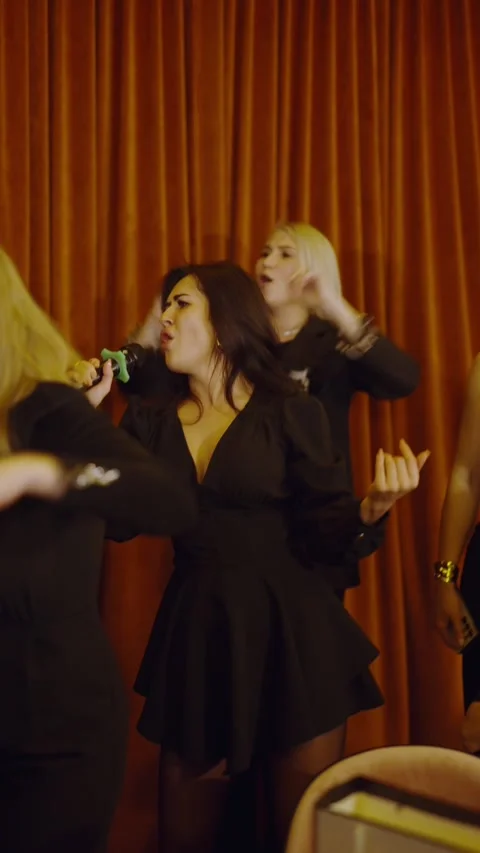 Guests dance and sing at the Ferienpark Hotel. Stock Footage 331650324