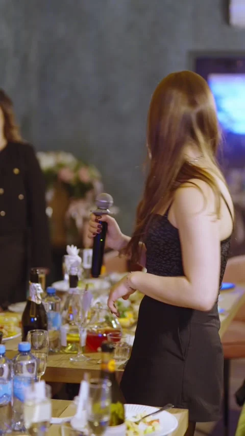 Guests dance and sing at the Ferienpark Hotel. Stock Footage 331650424