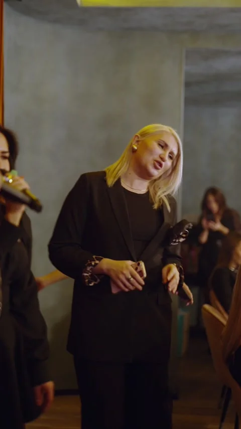 Guests dance and sing at the Ferienpark Hotel. Stock Footage 331652375