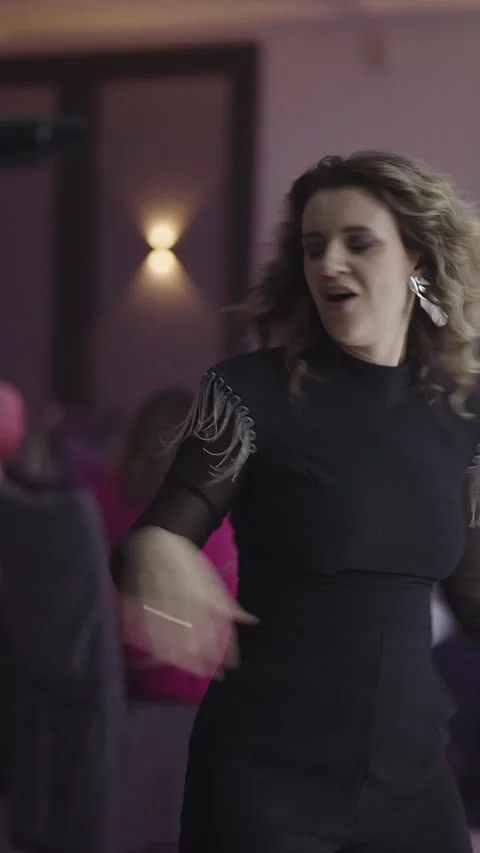 Guests dance and sing at the Ferienpark Hotel. Stock Footage 331655744