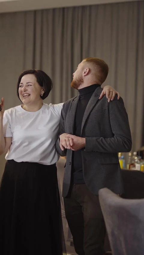 Guests dance and sing at the Ferienpark Hotel. Stock Footage 331655974