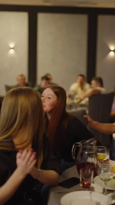 Guests dance and sing at the Ferienpark Hotel. Stock Footage 331656054