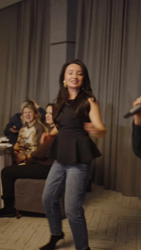 Guests dance and sing at the Ferienpark Hotel. Stock Footage 331656089