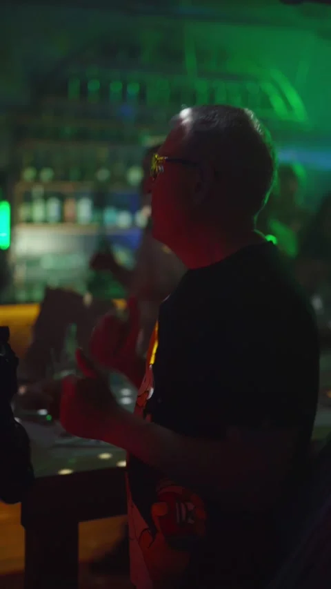 Guests dance and sing at the Ferienpark Hotel. Stock Footage 331868642