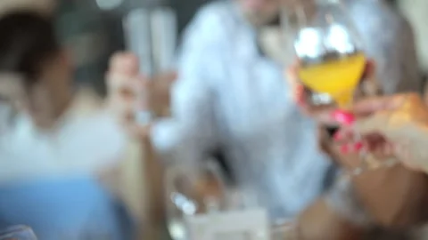 Guests drink alcoholic drinks and clink glasses Stock Footage 252829672