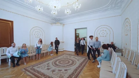 Guests enter the wedding hall Stock Footage 229546749