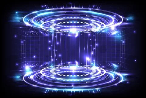 GUI and UI virtual reality. Portal and hologram science futuristic. Sci-fi di Stock Illustration