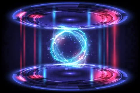 GUI and UI virtual reality. Portal and hologram science futuristic. Sci-fi di Иллюстрация