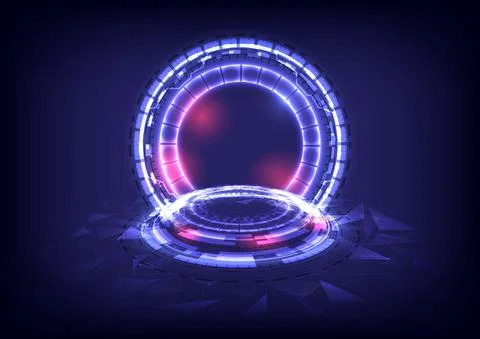 GUI and UI virtual reality. Portal and hologram science futuristic. Sci-fi di Stock Illustration