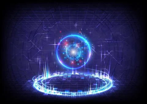 GUI and UI virtual reality. Portal and hologram science futuristic. Sci-fi di イラスト素材
