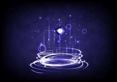 GUI and UI virtual reality. Portal and hologram science futuristic. Sci-fi di Иллюстрация