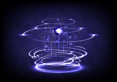 GUI and UI virtual reality. Ray stage for showing. Portal and hologram scienc Stock-Illustration