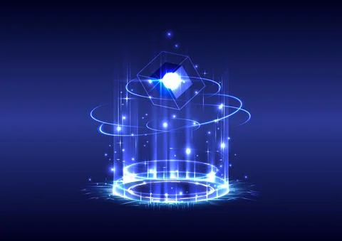 GUI and UI virtual reality. Portal and hologram science futuristic. Sci-fi di イラスト素材