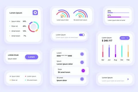 GUI elements for business analytics mobile app. Stockillustratie