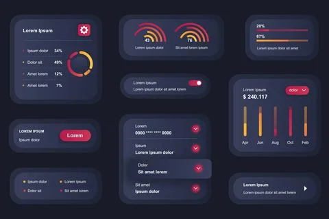 GUI elements for business analytics mobile app. Statistics diagrams and Stockillustratie