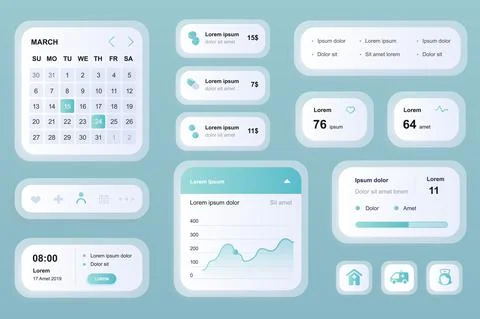 GUI elements for medicine mobile app. Online medical services in clinic Stock Illustration