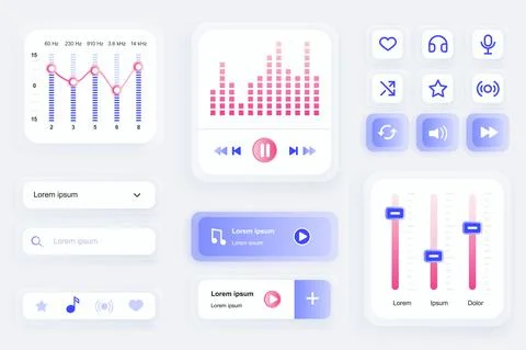 GUI elements for music player mobile app. Illustrazione stock