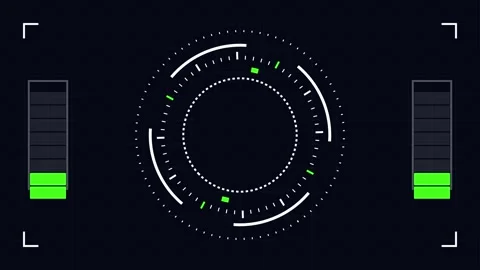 GUI futuristic screen with digital HUD interface and high-tech data display Stock Footage 345588320