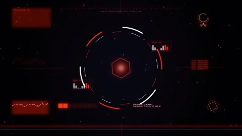 GUI futuristic screen interface with complex data visualization screens Stock Footage 337091679
