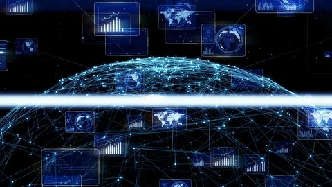 GUI (Graphical User Interface).  Communication network. AI Artificial intelligen Stock Footage 114125133