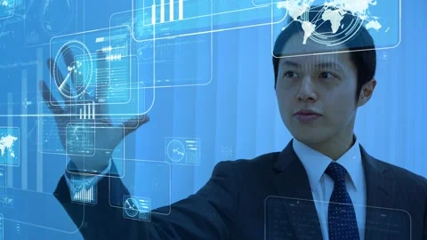 GUI (Graphical User Interface). Communication network. AI Artificial intelligenc Stock Footage 132430891