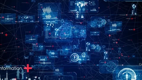 GUI (Graphical User Interface) concept. Communication network. Stock Footage 105243485