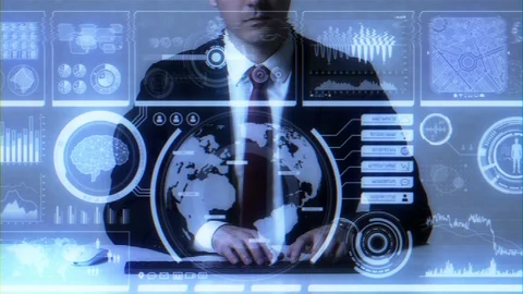 GUI (Graphical User Interface). HUD (Head up Display). Stock Footage 113534646