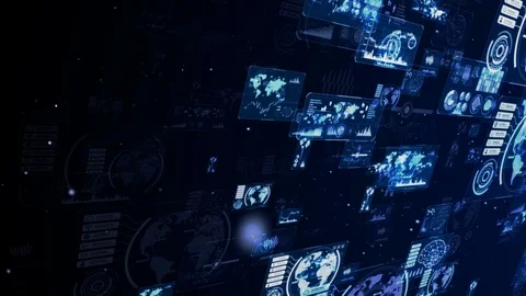 GUI (Graphical User Interface). Software screen in cyberspace. Stock Footage 114044165