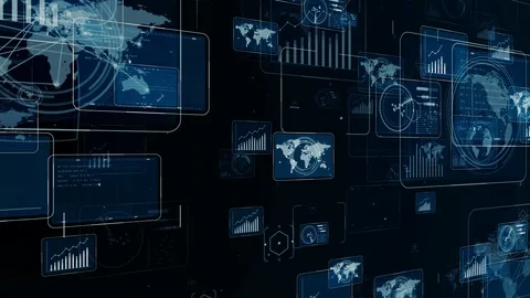 GUI (Graphical User Interface). Software screen in cyberspace. Stock Footage 121694754