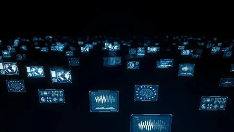 GUI (Graphical User Interface). Software screen in cyberspace. Stock Footage 127242469