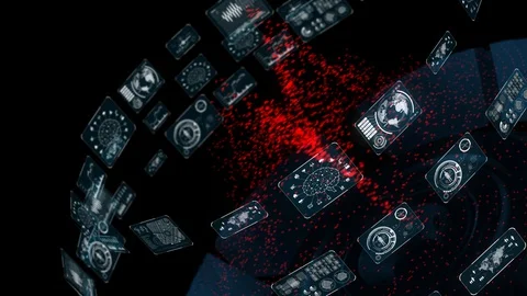 GUI (Graphical User Interface). Software screen in cyberspace. Stock Footage 128784473