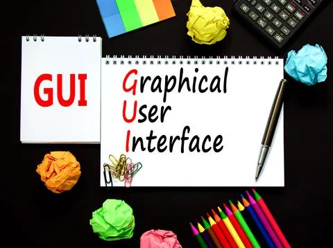 GUI graphical user interface symbol. Concept words GUI graphical user interfa Stock Photos