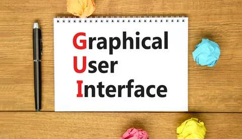 GUI graphical user interface symbol. Concept words GUI graphical user interfa Stock Photos