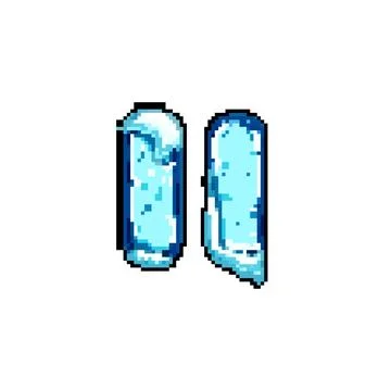 Gui ice game button pixel art vector illustration Stock Illustration